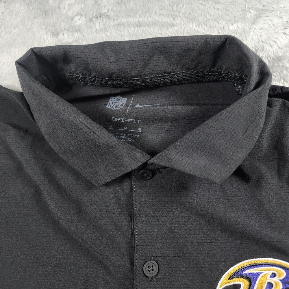 Baltimore Ravens Polo Shirt Mens Medium Black NFL Football Nike Dri-FIT - Picture 5 of 12
